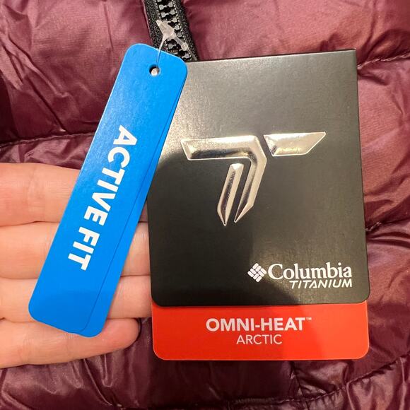 COLUMBIA Women's Arctic Crest Down Hooded Jacket Size M In Moonvista - Picture 11 of 13